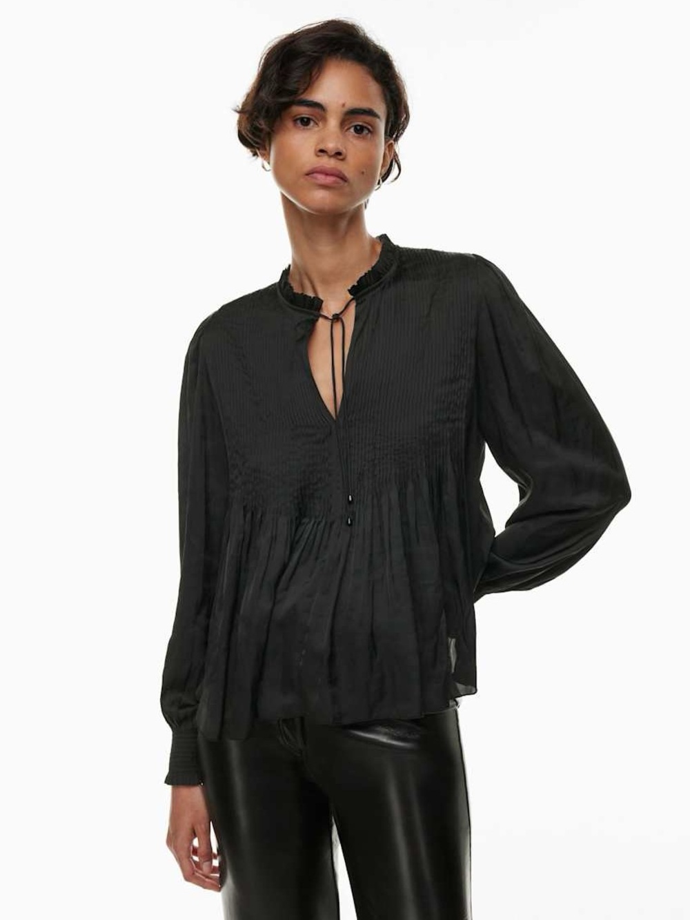 Wilfred Aritzia Milou Blouse Black SMALL